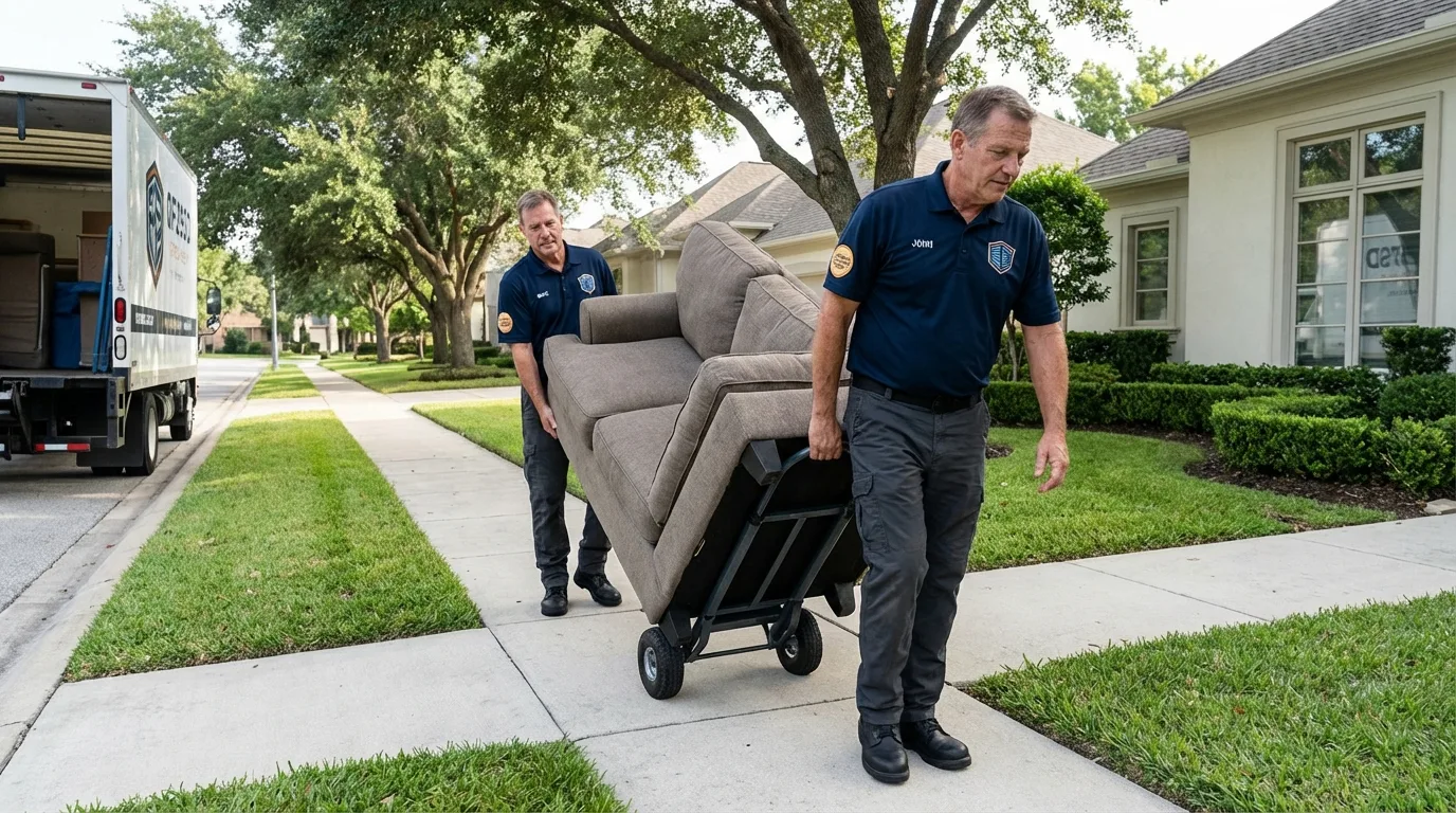 Local residential moving crew loading furniture in New Philadelphia, OH