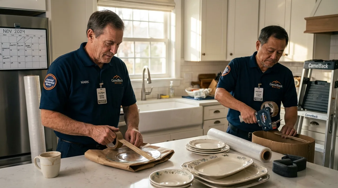 Professional crew packing kitchen dishware in New Philadelphia, OH